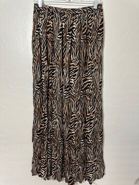 ASOS Zebra Tiger Print Maxi Skirt High Slit Swim Cover Up Resortwear US 10